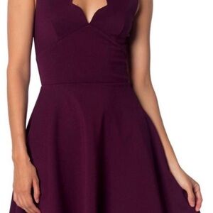 Altar'd State Xanthia Scalloped Neck Sleeveless Burgundy Red Fit Flare Dress XS